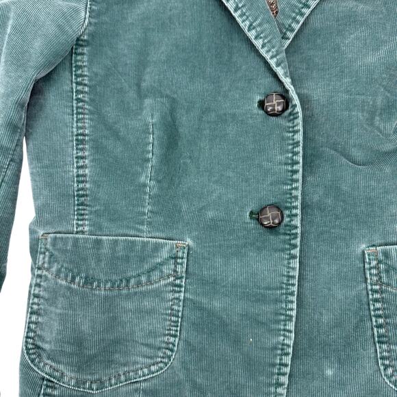 Vintage Y2K Gap Corduroy Jacket Teal Turquoise Green Size 12 - Picture 4 of 9